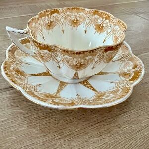 Antique Pre- Shelley Wileman Teacup Saucer, 153594 Fairy, 164130 Star W/ Flowers